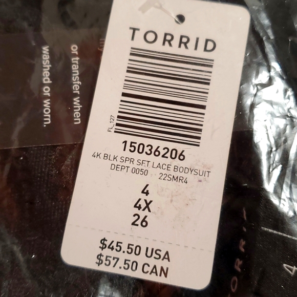 ❤️NWT VINTAGE TORRID BODYSUIT BLACK LACE - SNAP BOTTOM - V-NECK CHEEKY PLUS SIZE - Picture 5 of 9